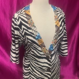 Berer size M beautiful button top. 3/4 sleeve. Viscose and nylon. Like new